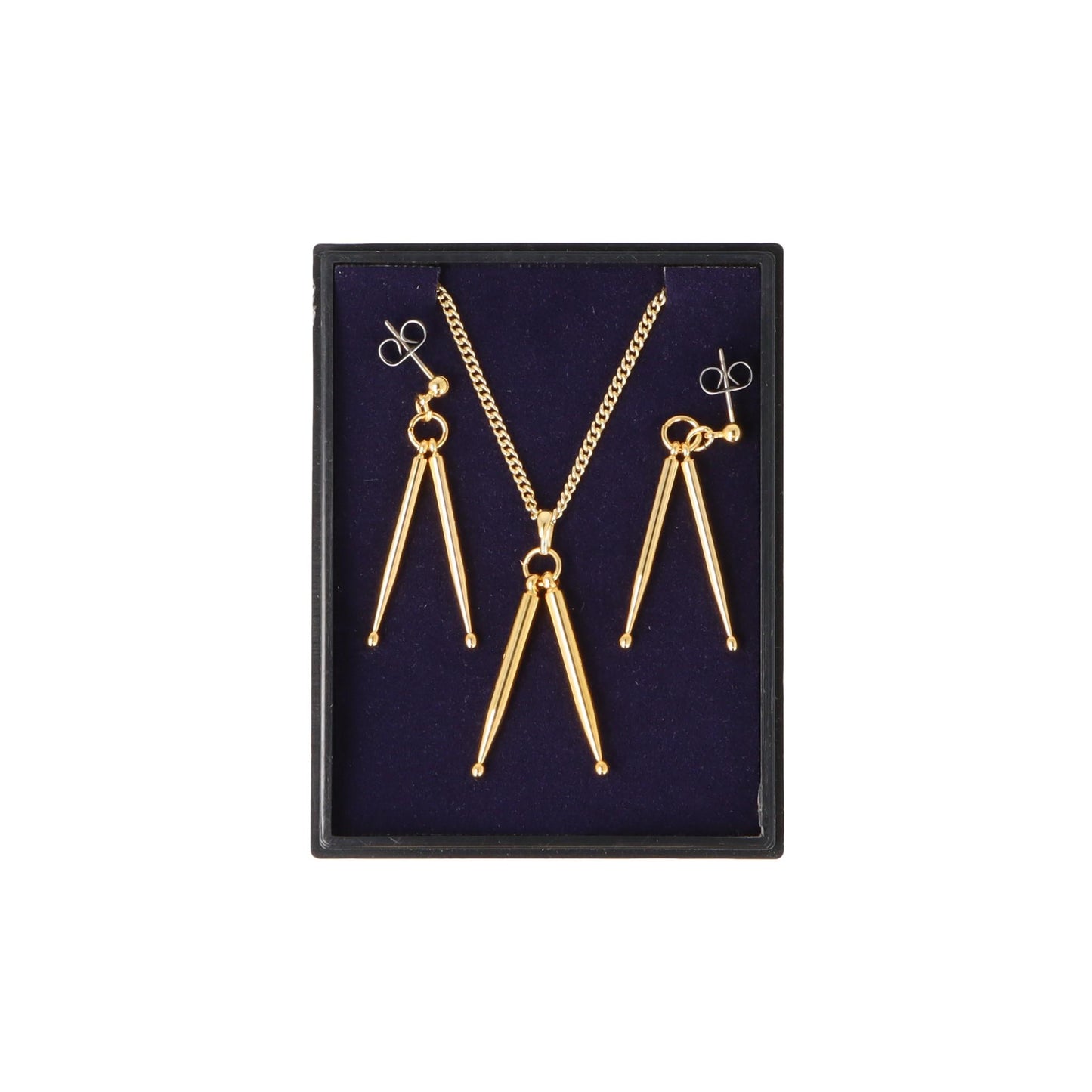 Drumsticks Ohrhänger und Anhänger mit Kette in Displaybox, vergoldet