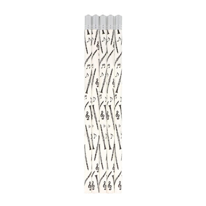 Bleistifte in weiß mit Instrumenten und dekorativem Schmuckstein