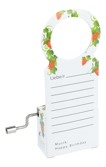 Spieluhr "Happy Birthday" als Geschenkanhänger für Flaschen
