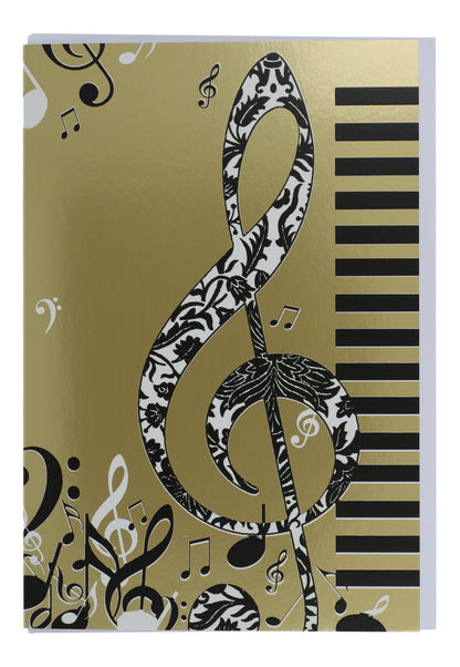 Doppelkarte Violinschlüssel gold