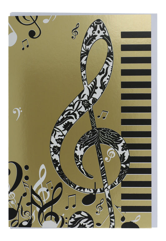 Doppelkarte Violinschlüssel gold