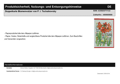 Doppelkarte Blumenwalzer von P. I. Tschaikowsky