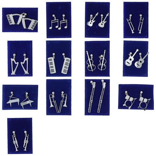 Ohrhänger-Paar aus Edelstahl mit diversen Instrumenten oder Notenschlüsseln