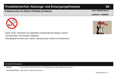 Postcard Have An Electric Birthday (Electric Guitar)