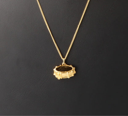 Snare drum pendant, with chain, silver-plated or gold-plated