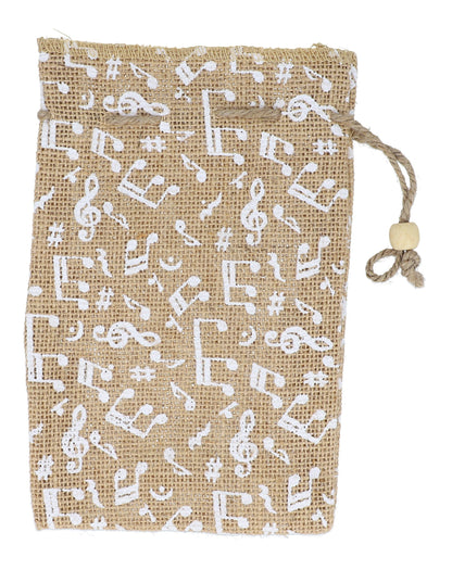 Jute-Kordelzugtäschchen mit aufgedrucktem Noten-Mix