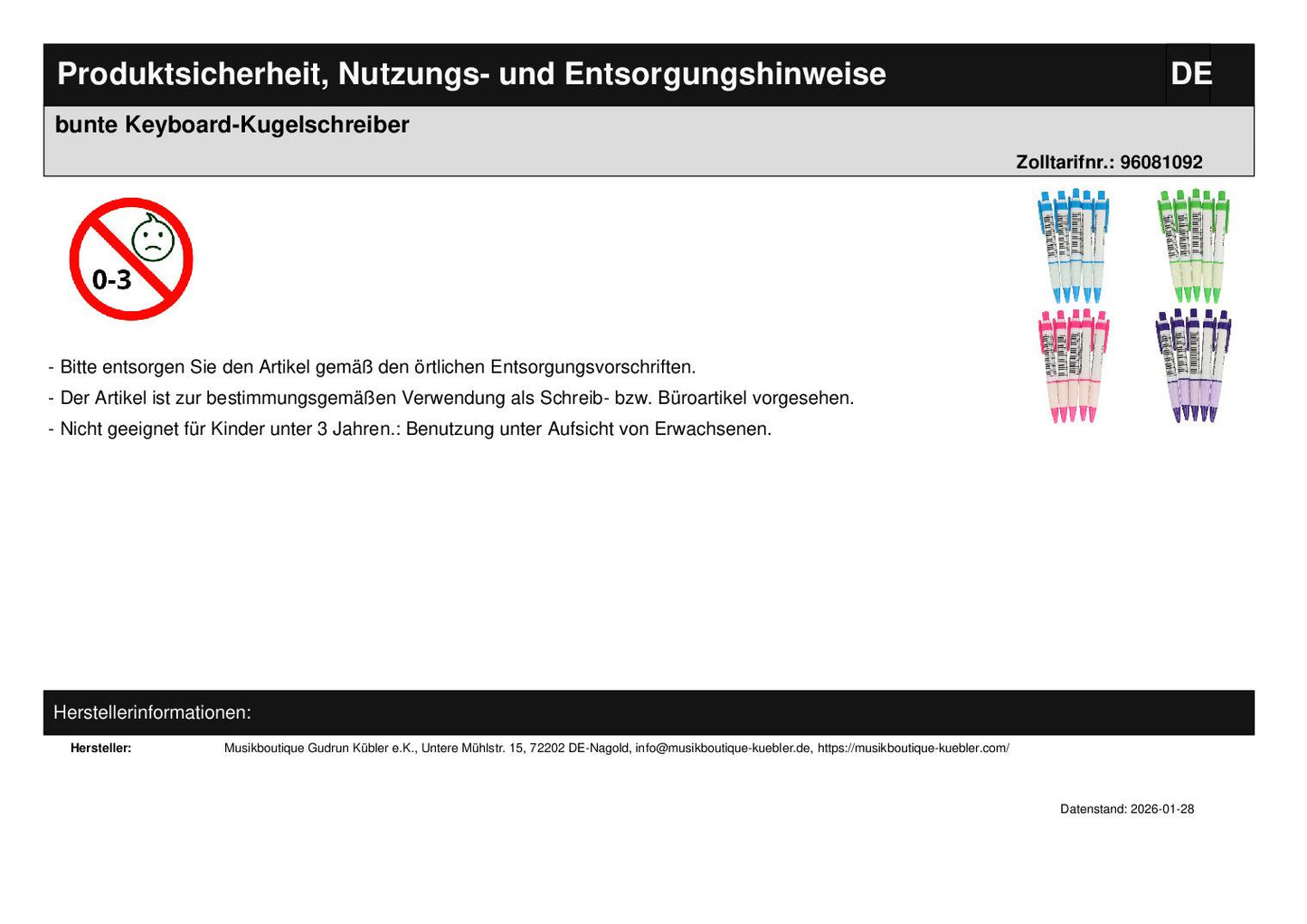 bunte Keyboard-Kugelschreiber