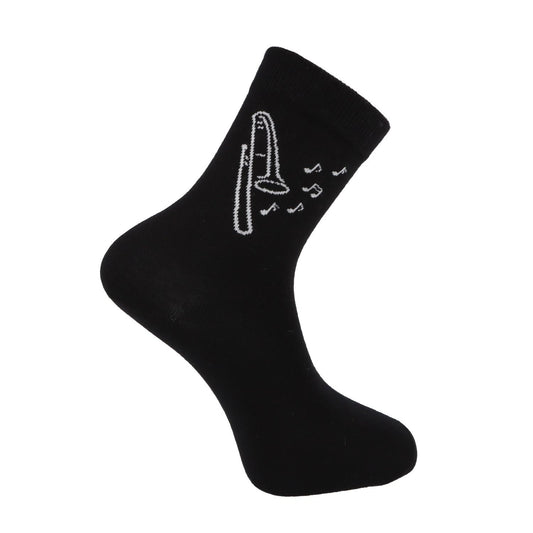 Socken mit eingewebter weißer Posaune, Musik-Socken