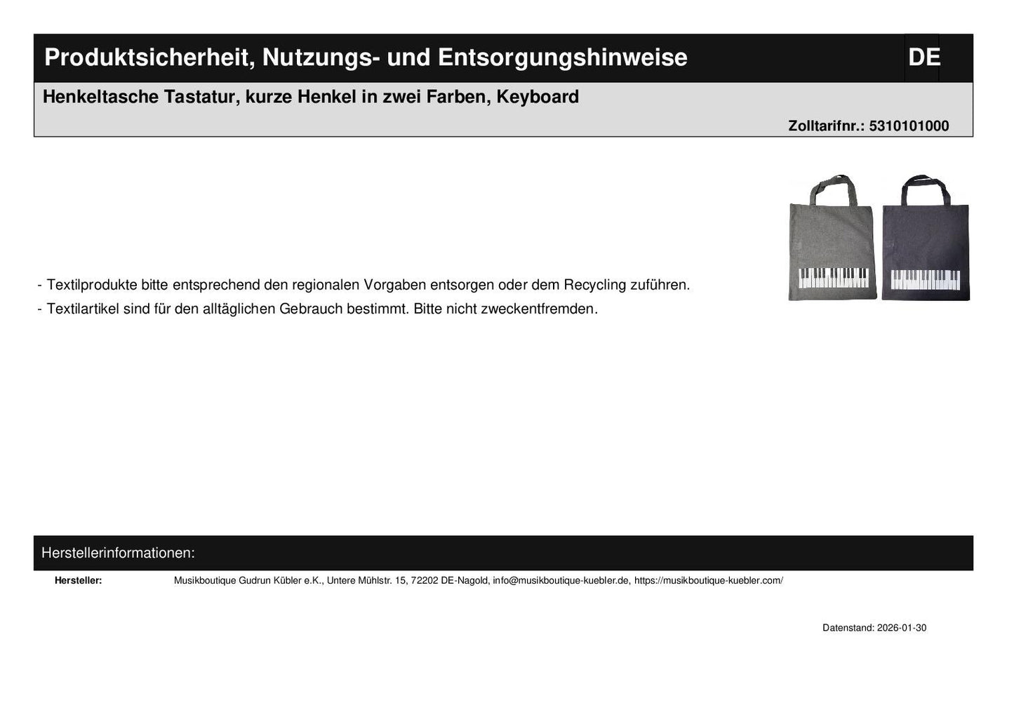 Keyboard handle bag, short handles in different colors