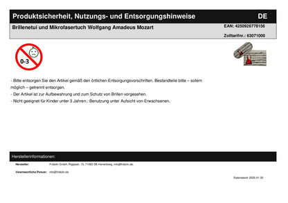 Glasses case and microfiber cloth Wolfgang Amadeus Mozart