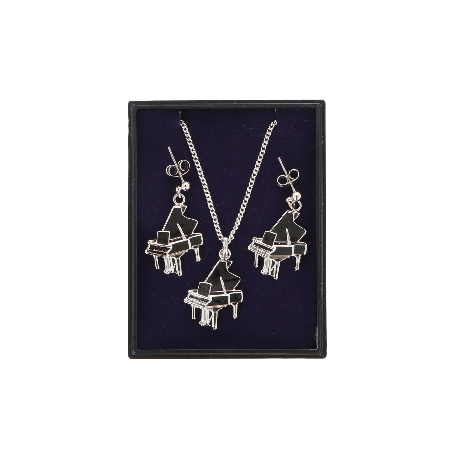 Piano Ohrhänger und Anhänger mit Kette in Displaybox, versilbert oder vergoldet