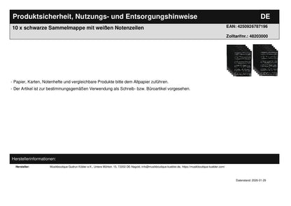 10 x black folder with white music lines