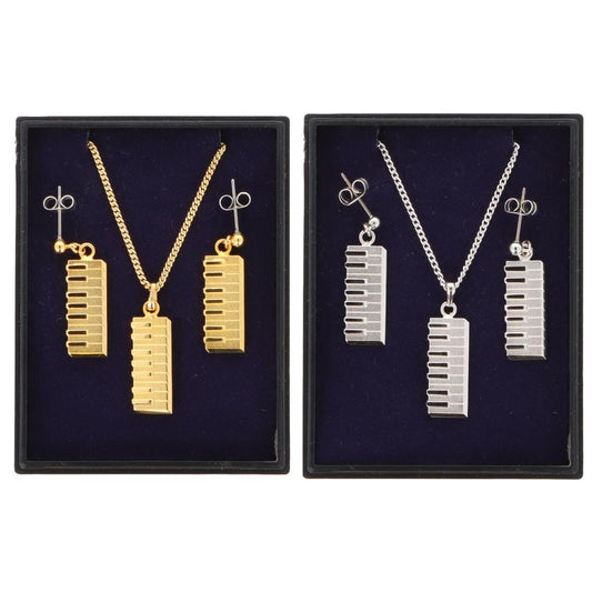 Keyboard Ohrhänger und Anhänger mit Kette in Displaybox, versilbert oder vergoldet