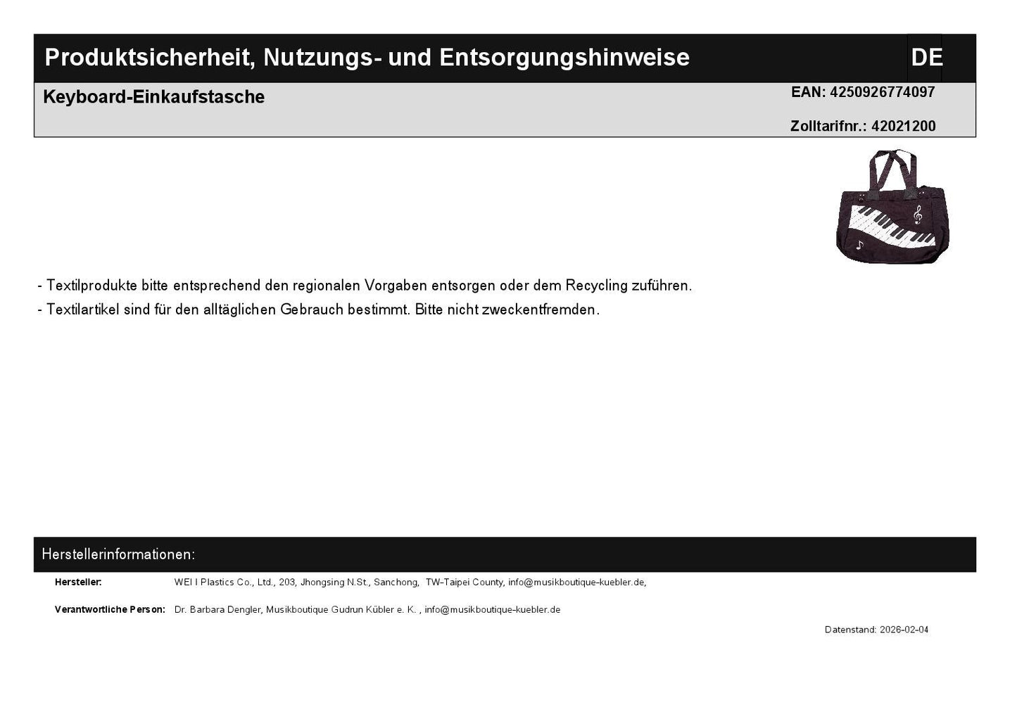 Keyboard-Einkaufstasche
