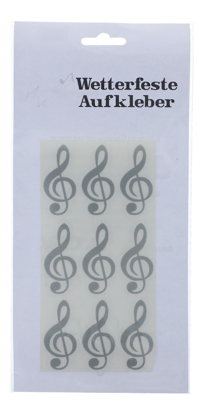 Violinschlüssel-Sticker, 1 Bogen mit 9 Stück in schwarz, gold oder silber