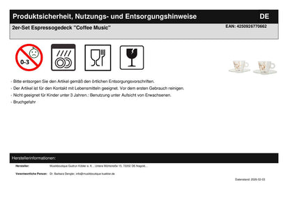 2er-Set Espressogedeck "Coffee Music"