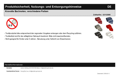 Krawatte Bachnoten, verschiedene Farben