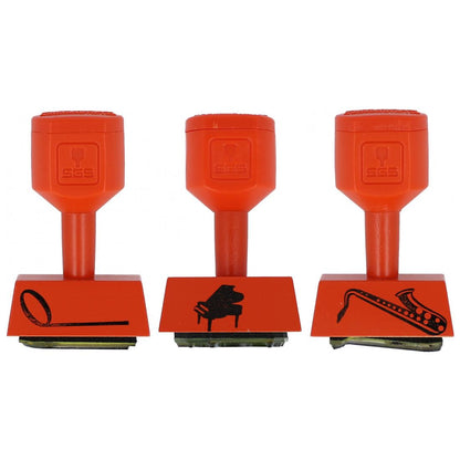 Stempel mit verschiedenen Instrumenten und Noten