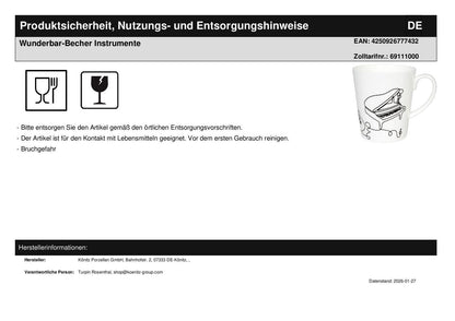 Geschenkset Wunderbar-Becher Instrumente,  Servietten Ornaments (Cocktailformat) und Doppelkarte Fröhliche Weihnachten