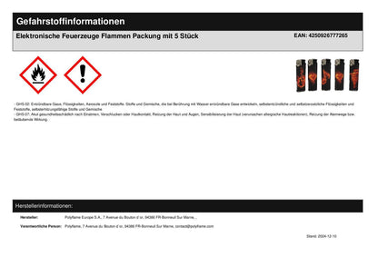 Geschenkset mit schwarzem Gästehandtuch mit Notenbordüre, Schlüsselanhänger und Elektronische Feuerzeuge Flammen