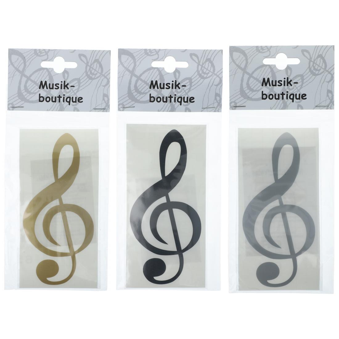 Violinschlüssel-Sticker in schwarz, silber oder gold