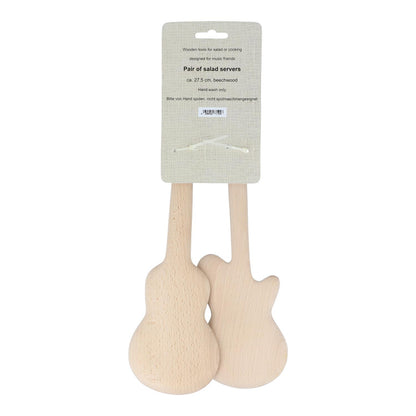 Gitarren-Salatbesteck aus Buchenholz