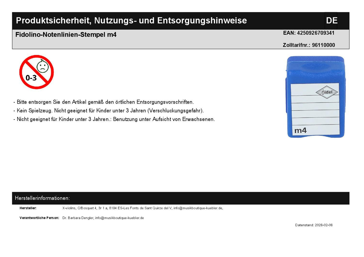 Fidolino-Notenlinien-Stempel m4