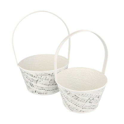 2 x Metall-Henkelkörbchen mit geprägten Noten- 2 Größen