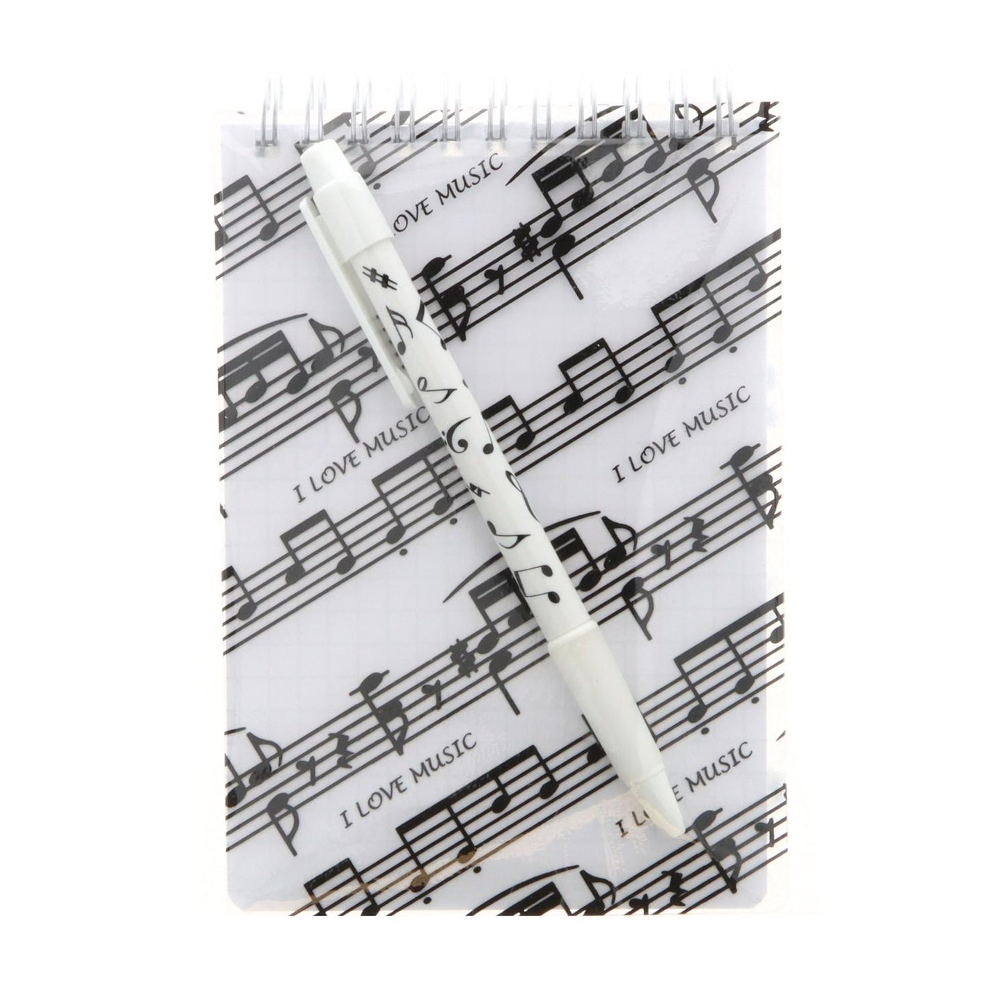 Schreibset mit Notenlinien-Spiralblock und Kugelschreiber Notenmix