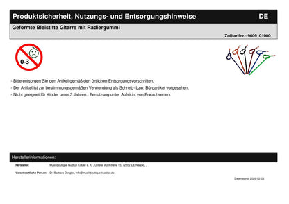 Geformte Bleistifte Gitarre mit Radiergummi