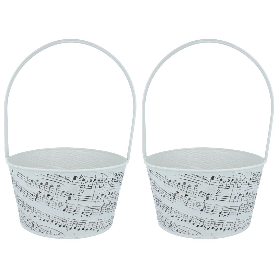 2 x Metall-Henkelkörbchen mit geprägten Noten- 2 Größen