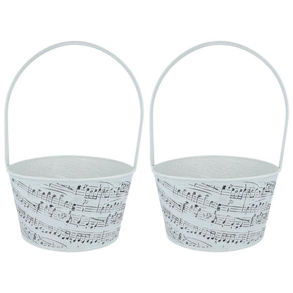 2 x Metall-Henkelkörbchen mit geprägten Noten- 2 Größen