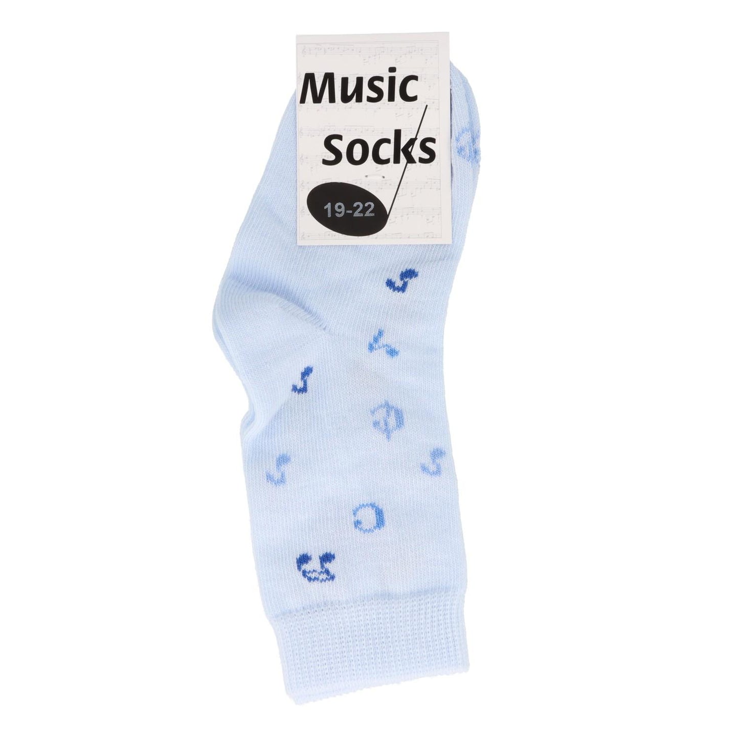 Music baby socks with notes in light blue