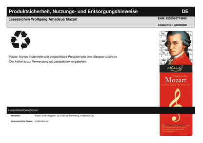 Lesezeichen Wolfgang Amadeus Mozart