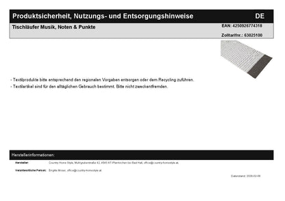 Tischläufer Musik, Noten & Punkte