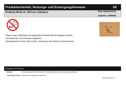 Postkarte Musik an. Welt aus. (Känguru)