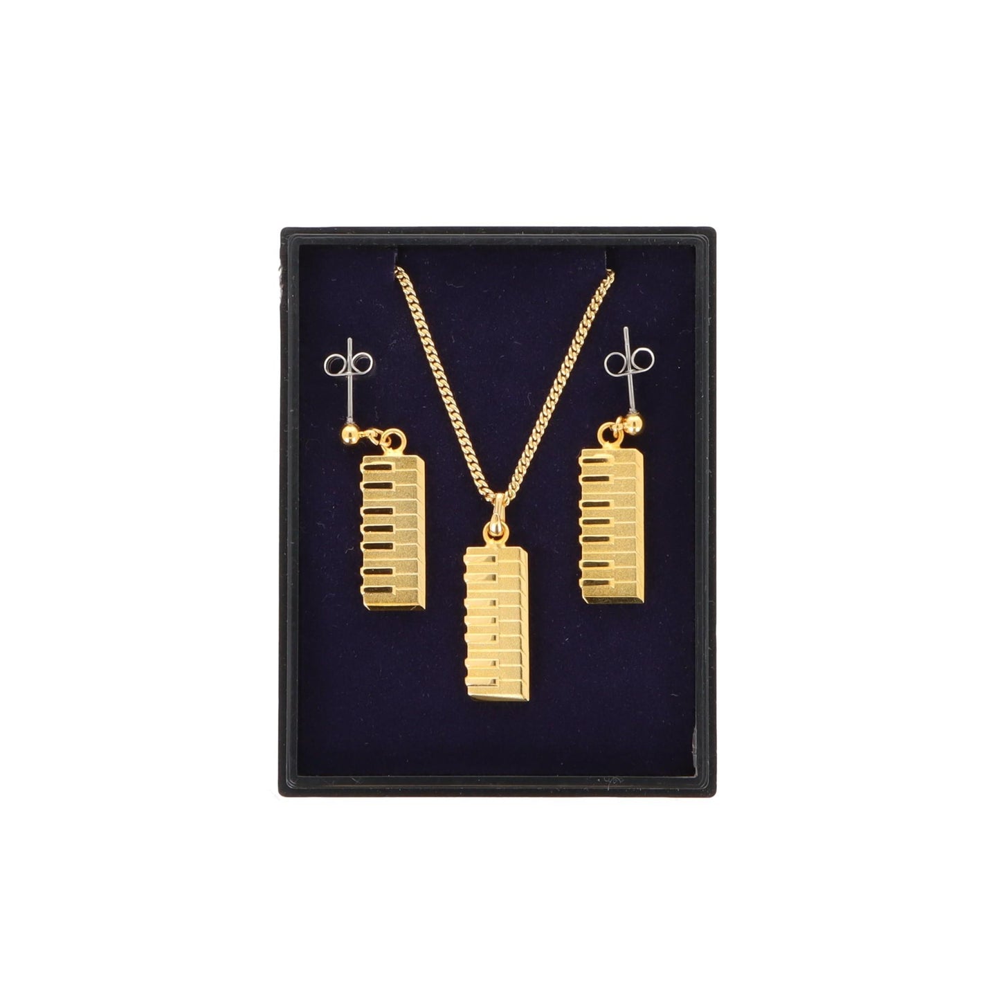Keyboard Ohrhänger und Anhänger mit Kette in Displaybox, versilbert oder vergoldet