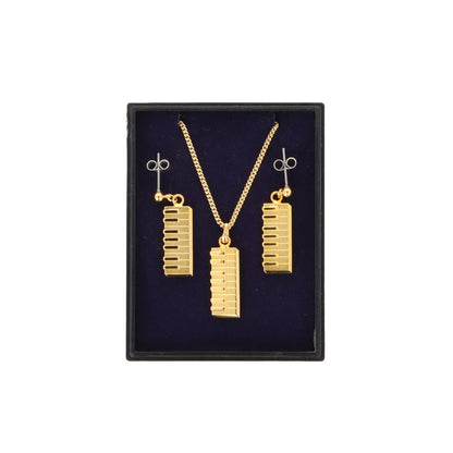 Keyboard Ohrhänger und Anhänger mit Kette in Displaybox, versilbert oder vergoldet