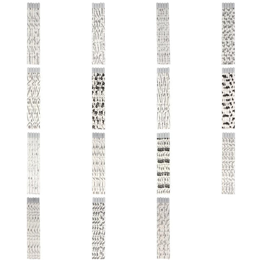 Bleistifte in weiß mit Instrumenten und dekorativem Schmuckstein