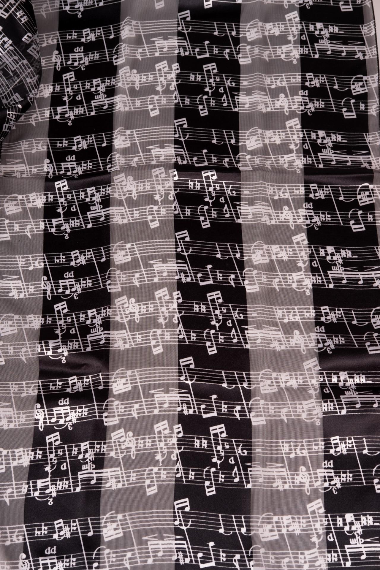 Notenlinien-Schal mit Satinstreifen, verschiedene Farben