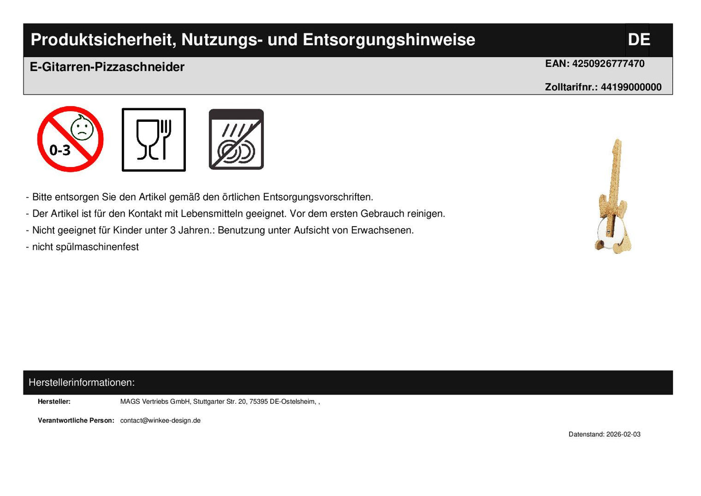 E-Gitarren-Pizzaschneider