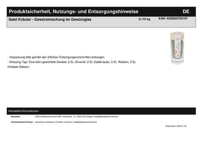 Geschenkset Gitarren-Salatbesteck und Salat-Kräuter-Gewürzmischung im Gewürzglas in Tragetasche