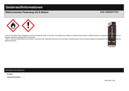 Electronic lighter with electric guitar