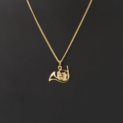 Horn-Anhänger, mit Kette, versilbert oder vergoldet