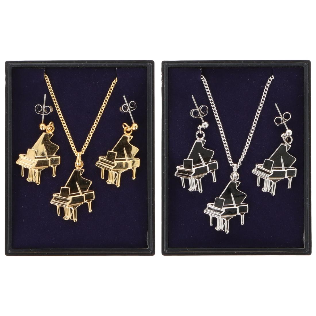 Piano Ohrhänger und Anhänger mit Kette in Displaybox, versilbert oder vergoldet