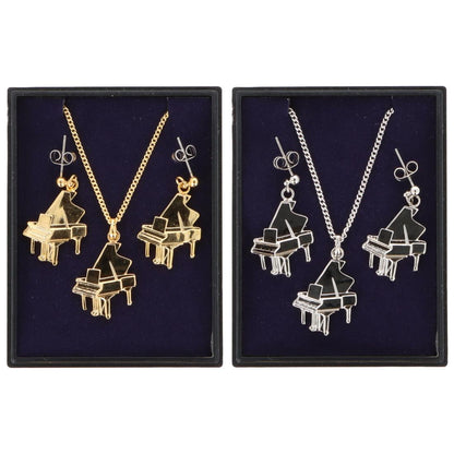 Piano Ohrhänger und Anhänger mit Kette in Displaybox, versilbert oder vergoldet