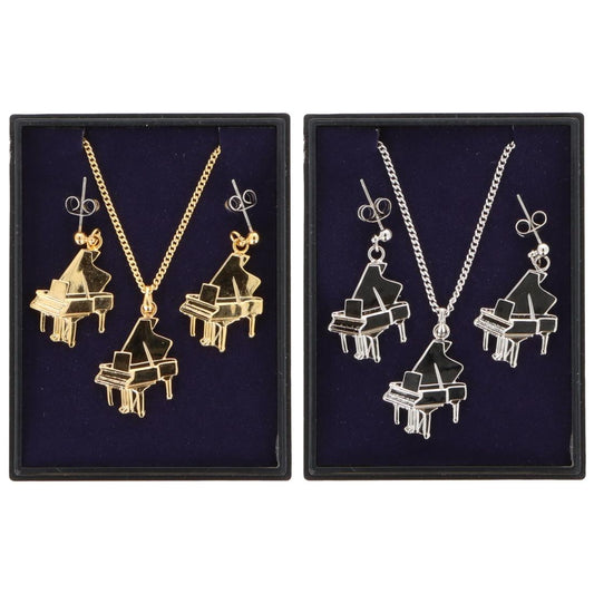 Piano Ohrhänger und Anhänger mit Kette in Displaybox, versilbert oder vergoldet