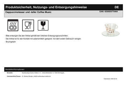 Cappuccinotasse/ und -teller Coffee Music