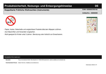 Geschenkset Wunderbar-Becher Instrumente,  Servietten Ornaments (Cocktailformat) und Doppelkarte Fröhliche Weihnachten