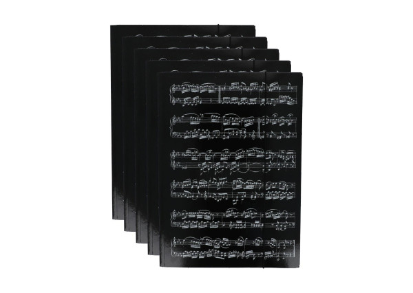5 x schwarze Sammelmappe mit weißen Notenzeilen
